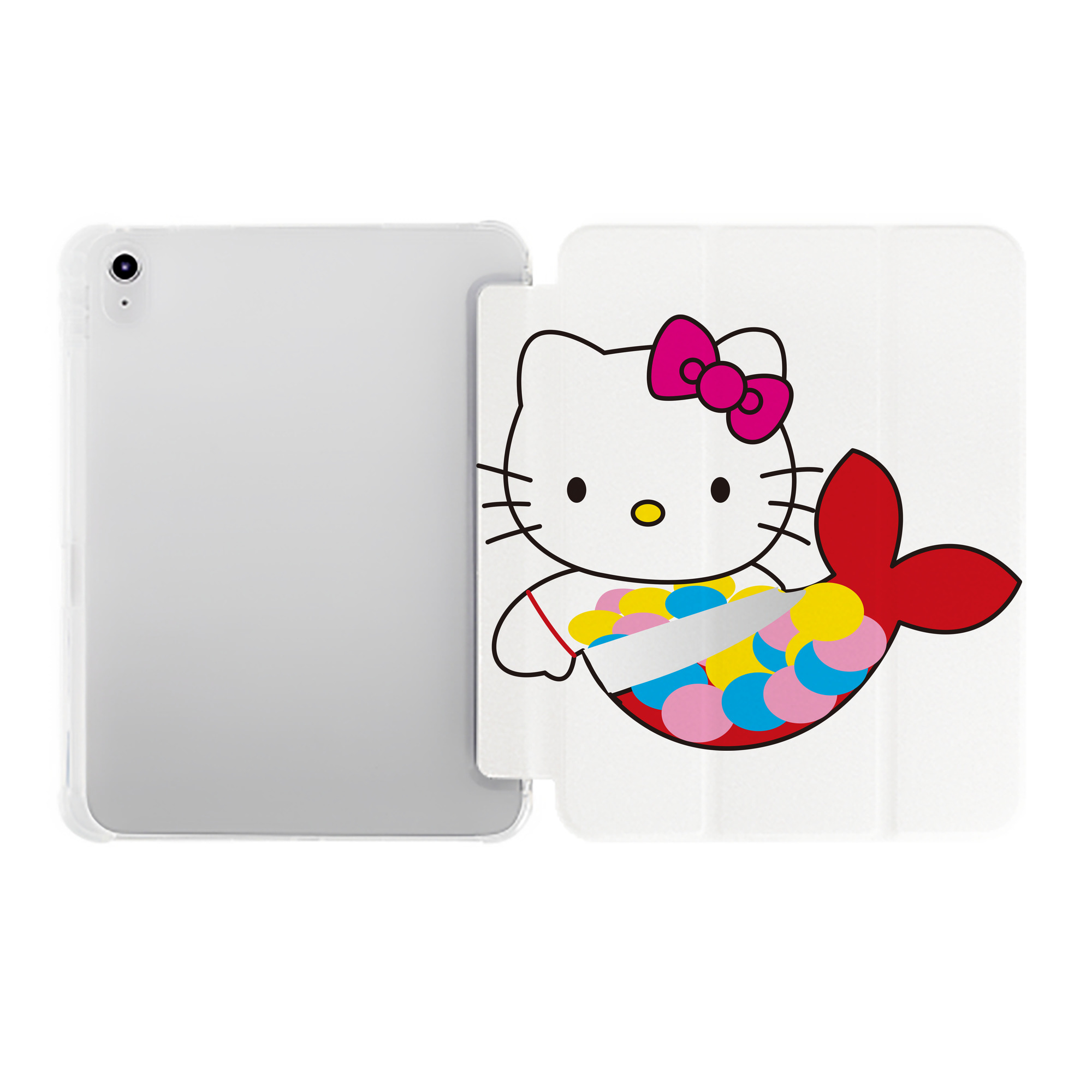 （画像用） Hello Kitty ハローキティ IPad ケース ペン収納付き 三つ折りスタンド PUレザー×シリコン 対応機種9.5/10.5/10.9インチ